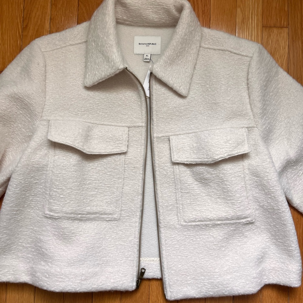 Banana Republic Cropped Twill Zip Jacket